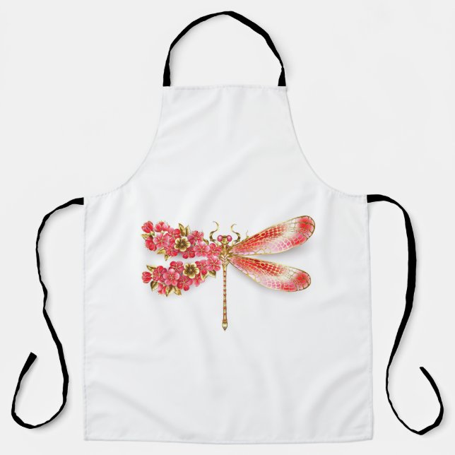 Tablier libellule de fleurs avec sakura de bijoux (Recto)