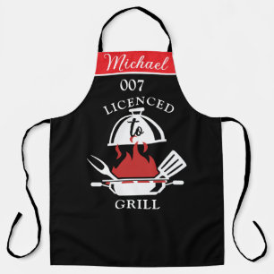 Tablier Licence De Grill 007 Parodie BBQ Apron Pour Hommes