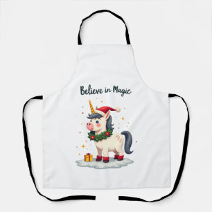 Tablier Licorne festive Believe in Magic portant un Christ