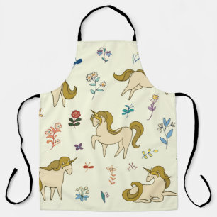 Tablier licorne vintage dans les fleurs de forêt couleur i