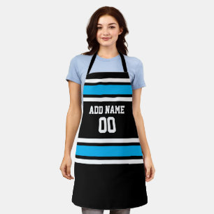 Tablier Light Blue Black Sports Jersey Nom personnalisé Nu