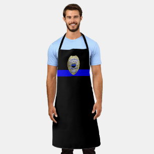 Tablier Ligne Bleue Mince - Police Retraitée Longue Apron