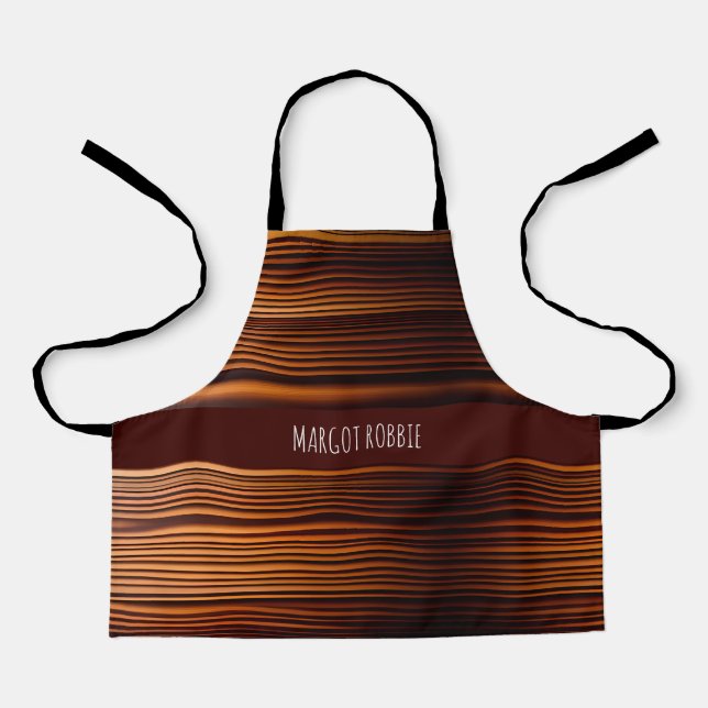Tablier Lignes de texture de chêne en bois Motif géométriq (Recto)