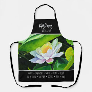Tablier Lily blanche avec feuilles verts, thème d'affaires