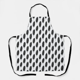 Tablier Linocut en plumes rustiques noir et blanc