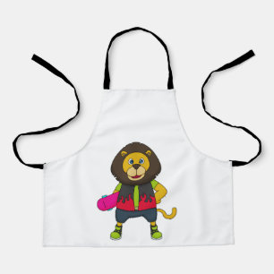 Tablier Lion as skater with skateboard