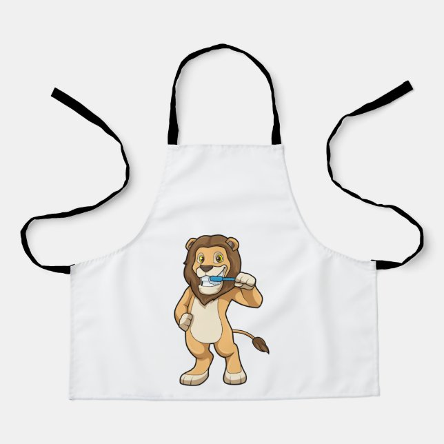 Tablier Lion avec brosse à dents (Recto)