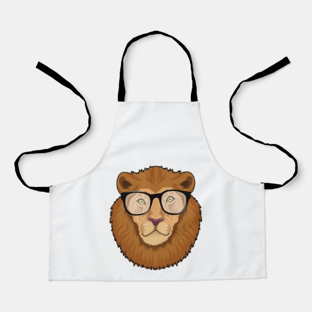 Tablier Lion Nerd avec lunettes (Recto)