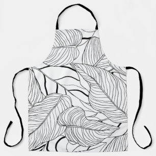 Tablier Liquide motif, longue encre d'art feuille