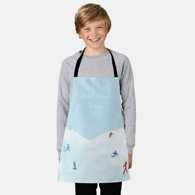 Tablier Little Skiers On Snowy Hill Personalized (Porté)