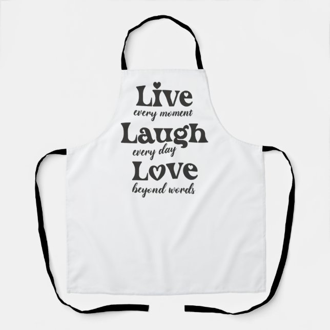Tablier live, rire, amour - trois beaux mots (Recto)