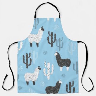 Tablier Llama et cactus, motif mignon.