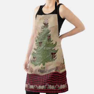 Tablier Lodge Christmas Tree Typographie Bois Buffalo Chec