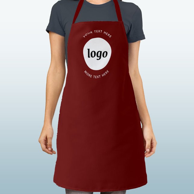 Tablier Logo Avec Texte Entreprise Promotion Bourgogne (Simple logo with custom text business branding promotional or uniform apron)