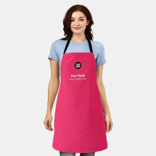 Tablier Logo de l'employé Magenta Rose personnalisé, nom,