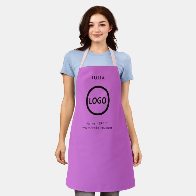 Tablier Logo de l'entreprise Deep Mauve Nom du personnel d (Porté)