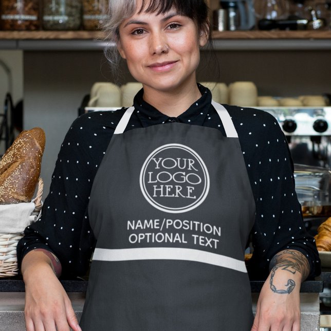 Tablier Logo de l'entreprise promotion noir et blanc (Créateur téléchargé)