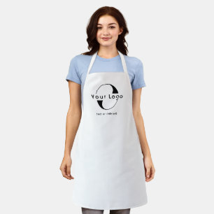 Tablier Logo d'entreprise blanc + texte Marque d'entrepris