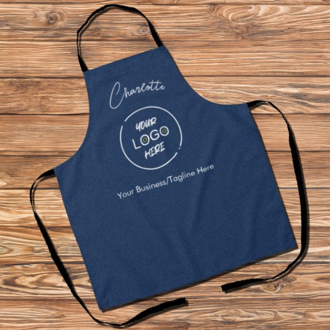 Tablier Logo d'entreprise moderne marque Dark Denim (Business Logo Modern Minimal Company Branded Dark Denim Look Apron
)