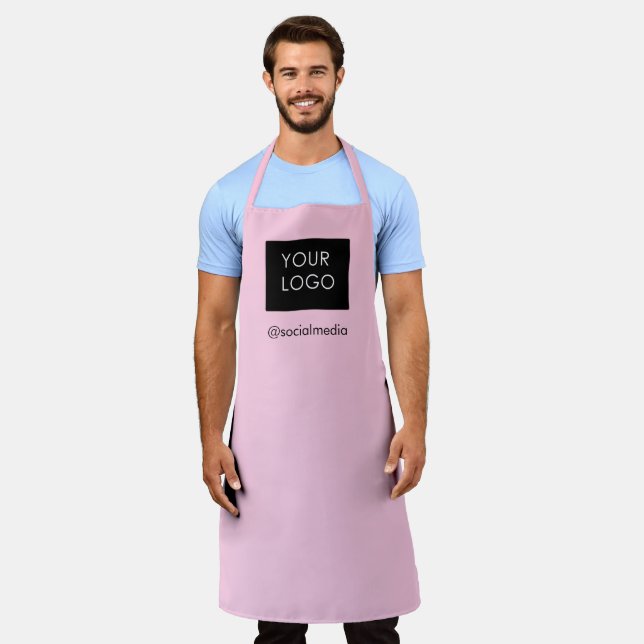 Tablier Logo d'entreprise personnalisé moderne rose pâle (Porté)