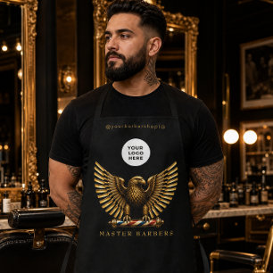 Tablier Logo du salon de coiffure Luxury Golden Eagle pour