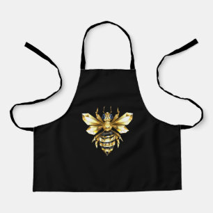 Tablier Logo Faux Gold Foil Bee Polygonal sur Noir
