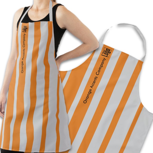 Tablier Logo Professionnel Nom de l'entreprise Grey Orange (Professional Logo Company Name Gray Orange Apron)