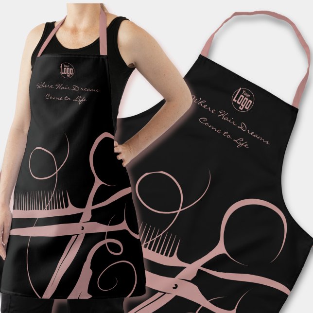 Tablier Logo rose-noir personnalisé Outils à cheveux de de (Custom Black Pink Logo Motto Hair Tools Apron)