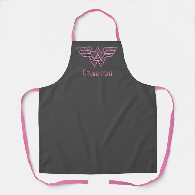 Tablier Logo Wonder Woman rose and Black Checker Mesh (Recto)