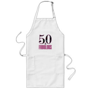 Tablier Long 50 & Fabulous Pink Black Typographie 50e anniversa