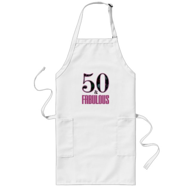 Tablier Long 50 & Fabulous Pink Black Typographie 50e anniversa (Devant)