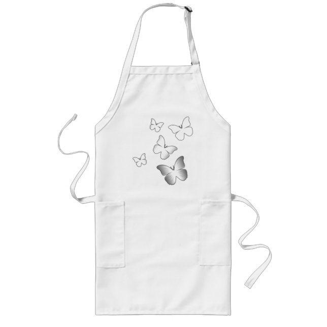 Tablier Long 5 papillons blancs (Devant)