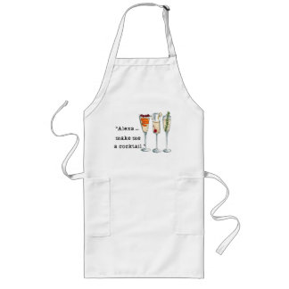 Tablier Long "Alexa...faites mon cocktail " Apron. Cadeau d'ann