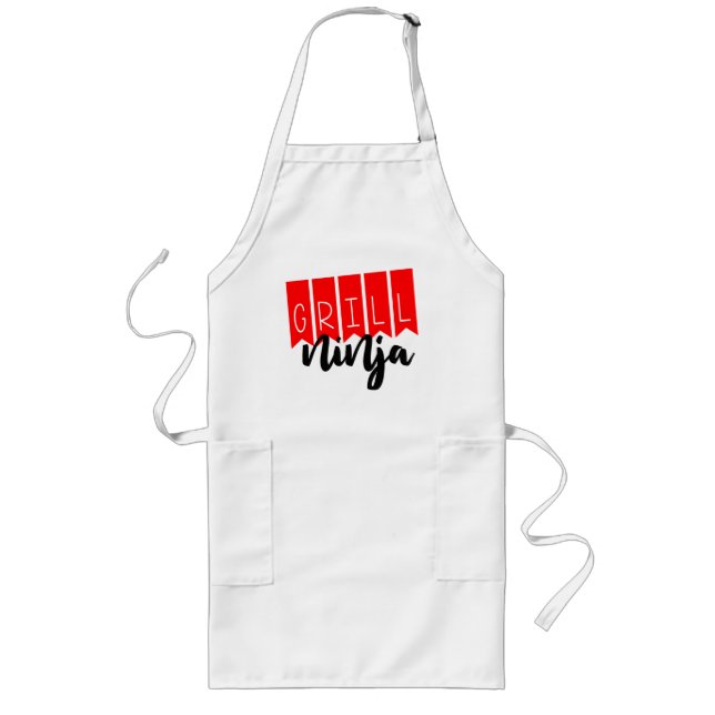 Tablier Long Amusement Grillade BBQ d'été - Grill Ninja Funny P (Devant)