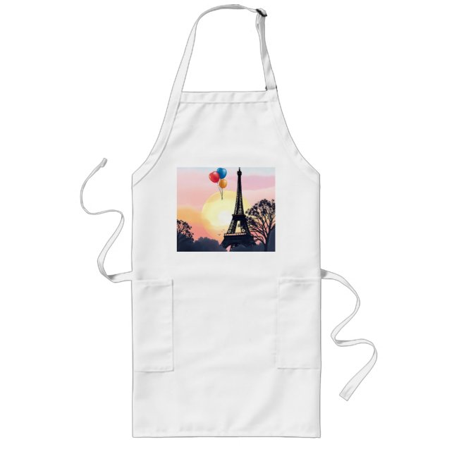 Tablier Long Aquarelle Tour Eiffel avec Ballons (Devant)