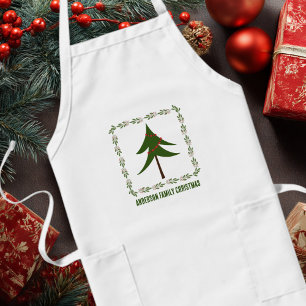 Tablier Long Arbre de Noël rétro et minimaliste de la couronne