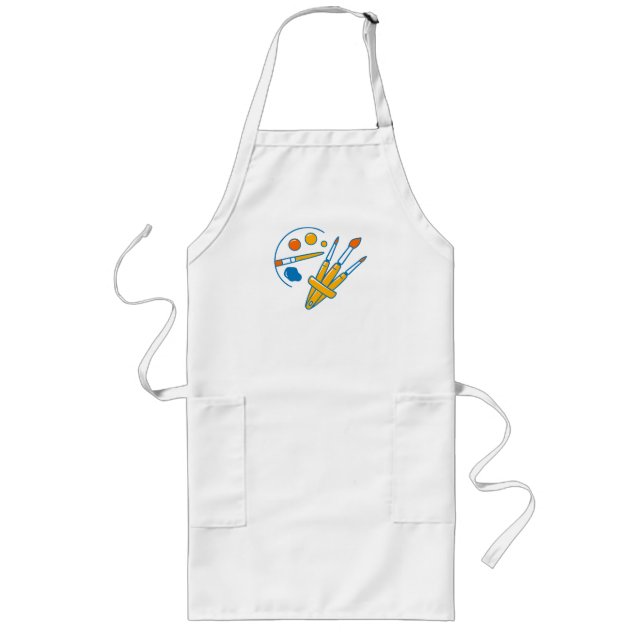 Tablier Long Artist Paint Palette and Brushes (Devant)