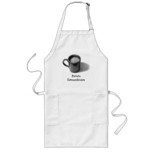 TABLIER LONG BARMAN EXTRAORDINAIRE : TASSE DE CAFÉ : ART DE