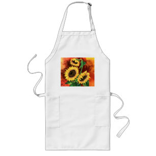 Tablier Long Beautiful Three Sunflowers Apron