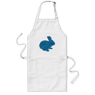 Tablier Long Blue Glitter Silhouette Easter Bunny Apron
