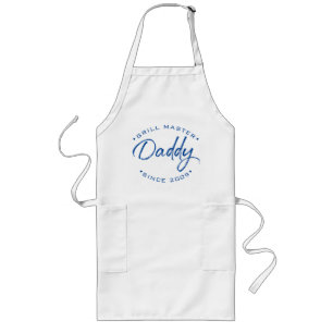 Tablier Long Blue Grill Master Daddy Since Personalized Year