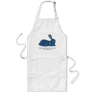 Tablier Long Blue Rabbit Apron - Vous voulez du lapin, chéri ?