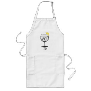 Tablier Long Boisson Moderne avec Tranche de Citron,Simple, Per