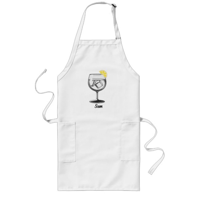 Tablier Long Boisson Moderne avec Tranche de Citron,Simple, Per (Devant)