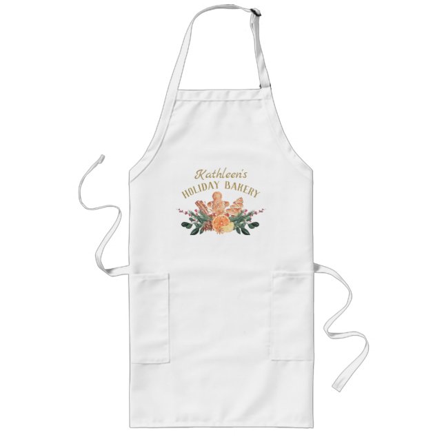 Tablier Long Boulangerie de Noël personnalisée (Devant)