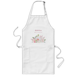 Tablier Long Bouquet floral délicat et romantique en rose pour 