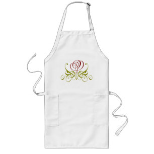 Tablier Long Burgundy Calligraphie Rose Adulte Apron