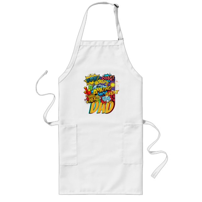 Tablier Long Cadeau DAD de marque personnalisée - Comic Superhe (Devant)