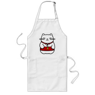 Tablier Long Chat chanceux japonais ou Maneki-Neko