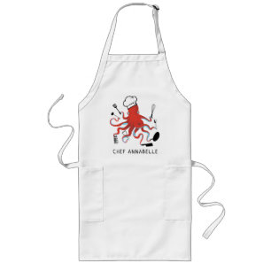 Tablier Long Chef Octopus Orange Personnalisez Le Long Tablier